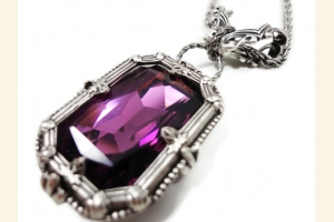 Silver and Purple Swarovski Octagon Pendant