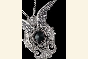 Midnight Flight Silver Wings Necklace